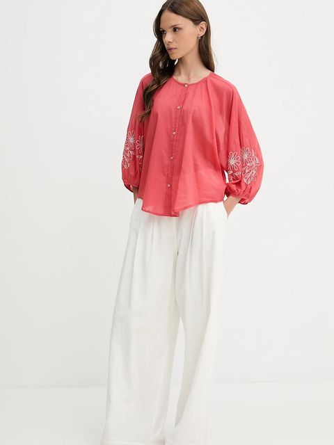 United Colors of Benetton koszula bawełniana damska kolor różowy regular 5VZCDQ0BN - zdjęcie produktu nr 2