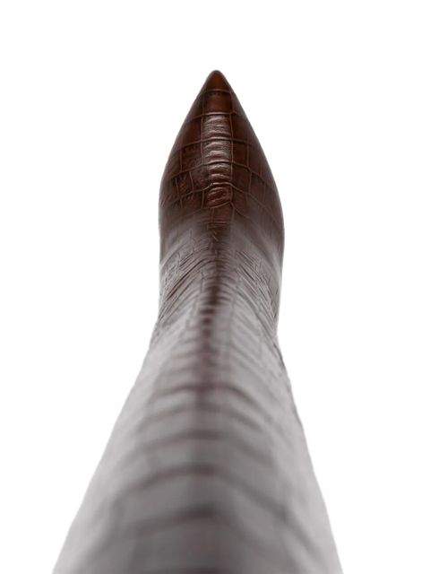 Paris Texas Anja 70mm crocodile-effect boots - Brown