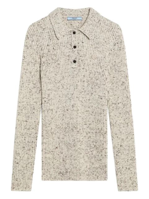 Prada ribbed polo top - Neutrals - zdjęcie produktu nr 1