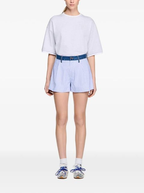 SANDRO striped shorts with denim details - White