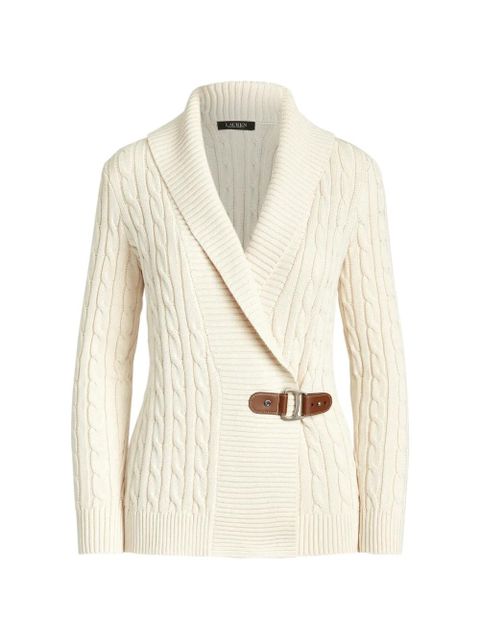 Lauren Ralph Lauren cable-knit buckle-fastening cardigan - White - zdjęcie produktu nr 1
