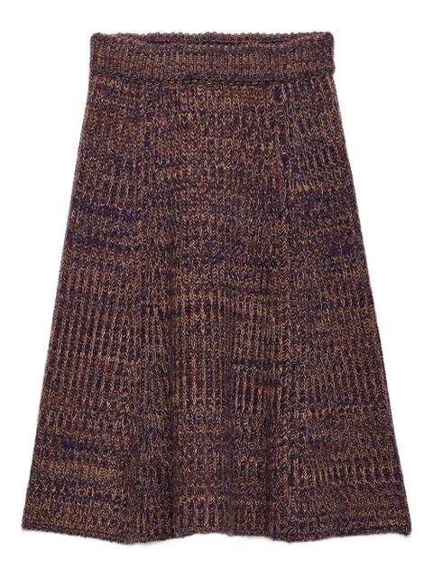 Prada ribbed flared knit midi skirt - Brown - zdjęcie produktu nr 1