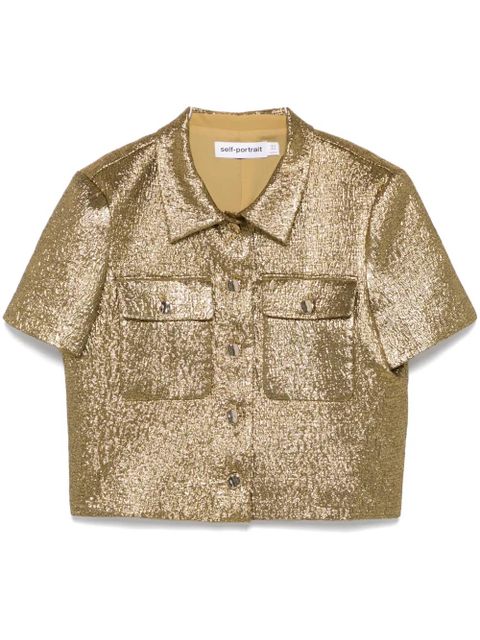 Self-Portrait metallic jacquard shirt - Gold - zdjęcie produktu nr 1