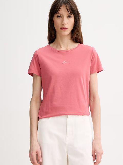 BOSS Orange T-shirt damski bawełniany C Elove embro - zdjęcie produktu nr 1