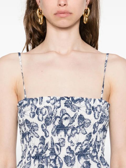 Maje graphic-print smocked top - White