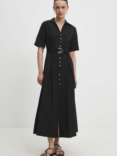 Answear.LAB sukienka bawełniana kolor czarny midi rozkloszowana - zdjęcie produktu nr 1