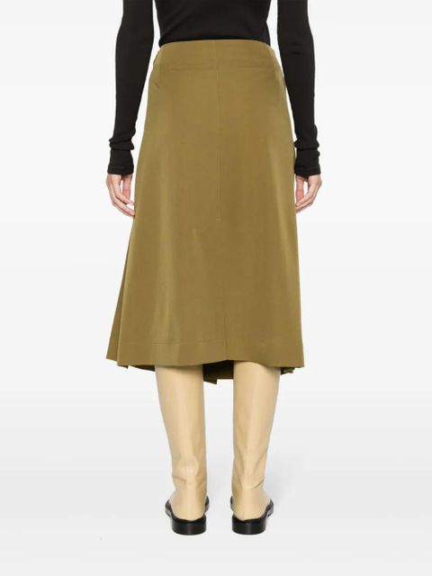 LEMAIRE pleated wool wrap skirt - Green