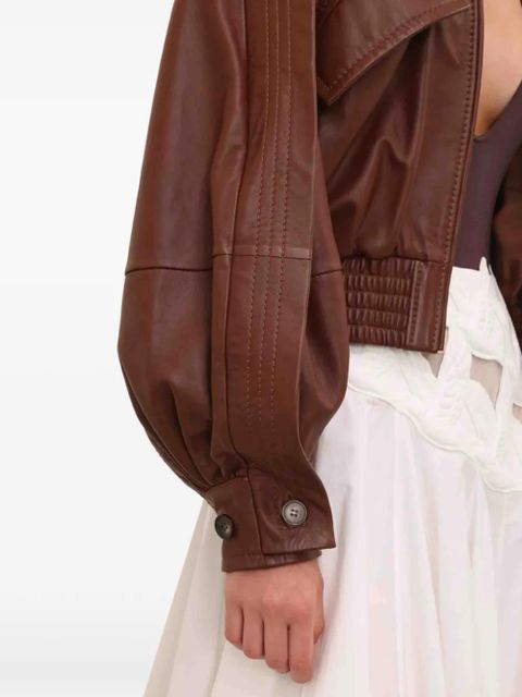 ZIMMERMANN Luna leather bomber jacket - Brown