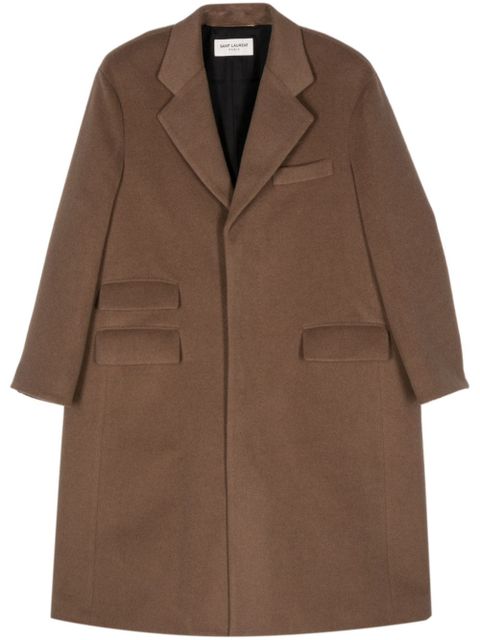 Saint Laurent single-breasted wool long coat - Brown - zdjęcie produktu nr 1