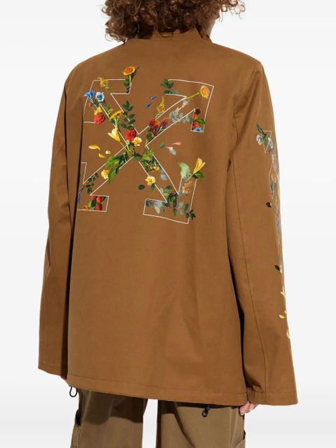 Off-White floral-arrow print utility jacket - Brown