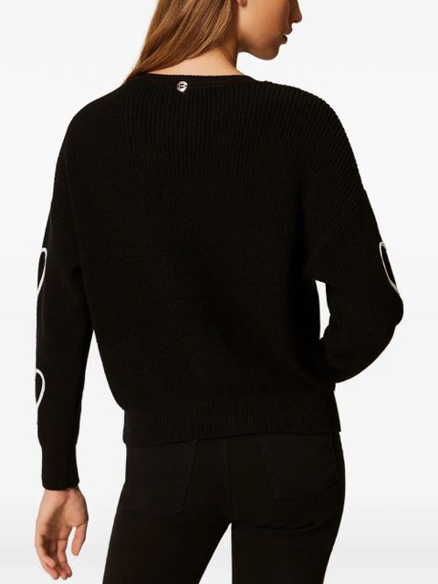 TWINSET hearts-detail long-sleeve sweater - Black