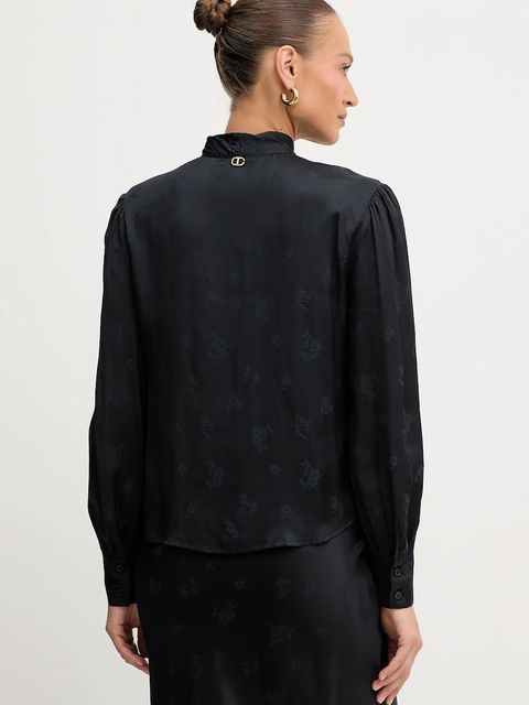 Twinset koszula damska kolor czarny regular z wiązanym dekoltem 252TT2361