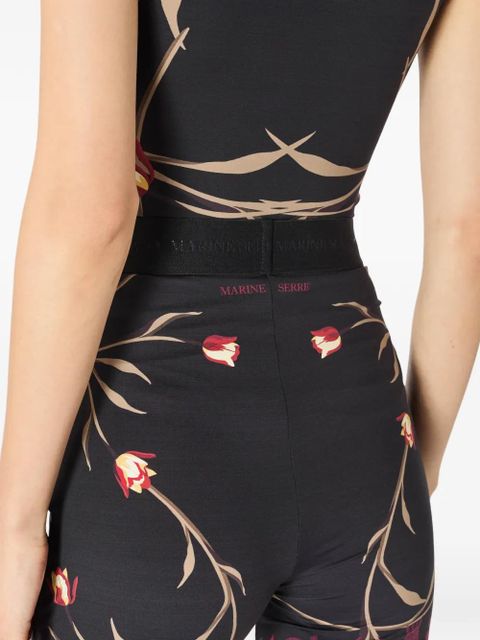 Marine Serre flowers-printe mini shorts - Black