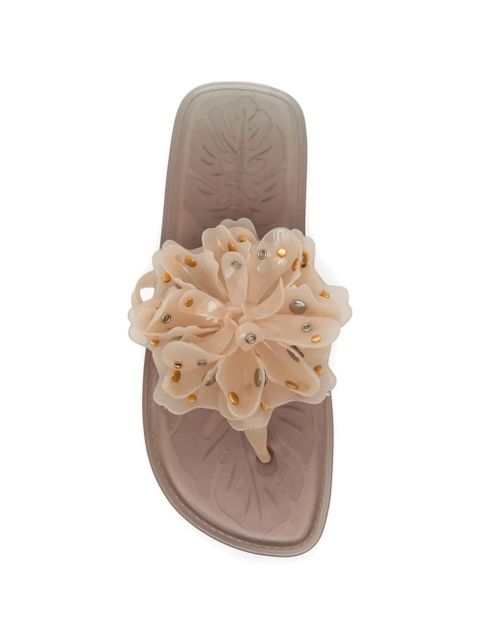 FARM Rio floral-embellished flip flops - Neutrals