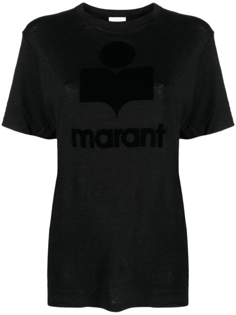 MARANT ÉTOILE Zewel flocked linen T-shirt - Black - zdjęcie produktu nr 1