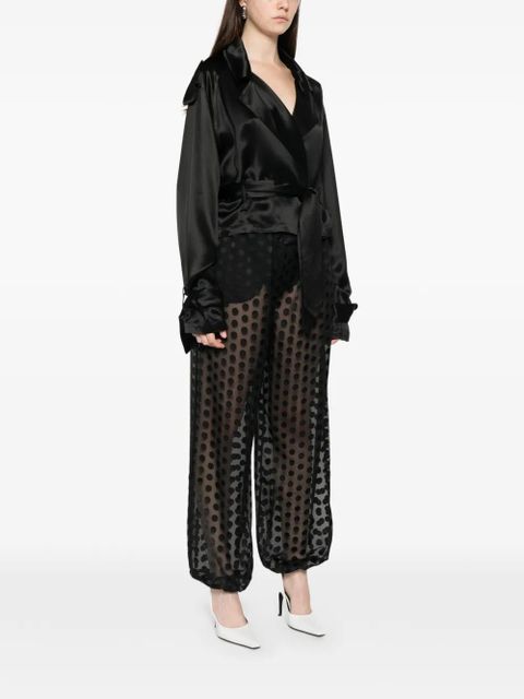 The Frankie Shop Simona satin belted blouse - Black