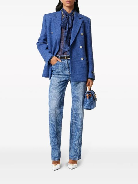 Versace metallic-threading double-breasted blazer - Blue - zdjęcie produktu nr 2