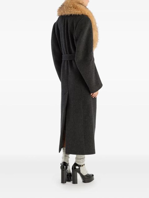 ROTATE BIRGER CHRISTENSEN single-breasted faux-fur collar coat - Grey