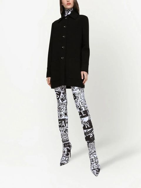 Dolce & Gabbana galalith-button crepe peacoat - Black