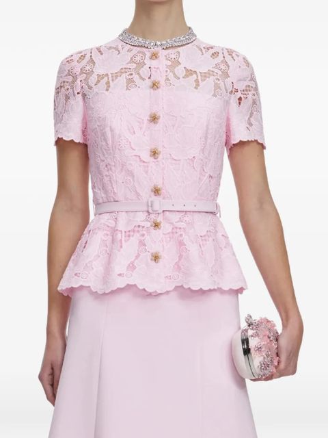 Self-Portrait lace jewelled midi dress - Pink - zdjęcie produktu nr 1
