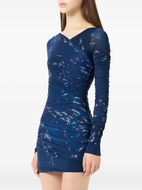 Blumarine draped print dress - Blue