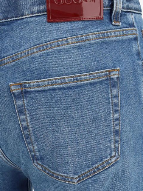 Gucci logo-patch flared trousers - Blue - zdjęcie produktu nr 2