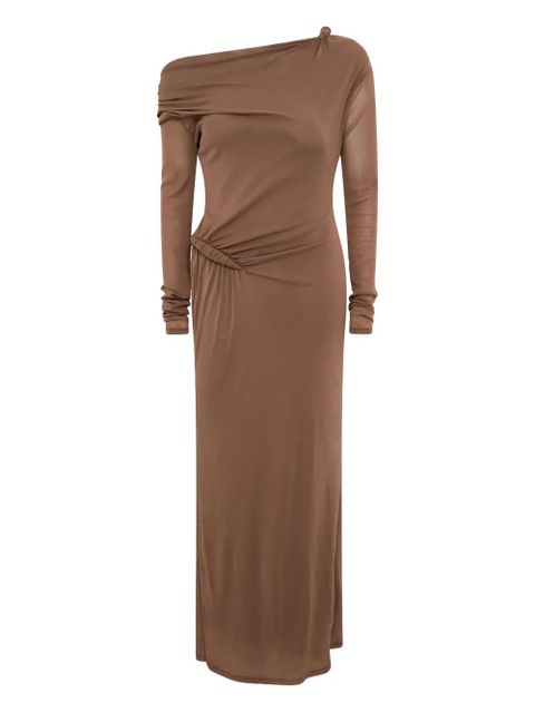 Paris Georgia Croissant long-sleeve twisted maxi dress - Brown - zdjęcie produktu nr 1