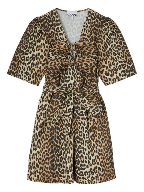 GANNI knot leopard-print dress - Brown - zdjęcie produktu nr 1