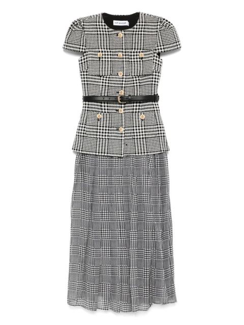 Self-Portrait Houndstooth midi dress - Black - zdjęcie produktu nr 1
