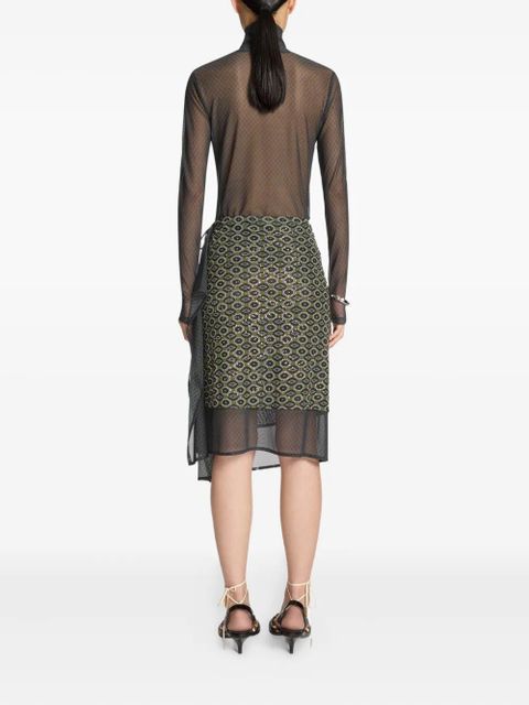 DRIES VAN NOTEN geometric-pattern midi skirt - Green - zdjęcie produktu nr 2