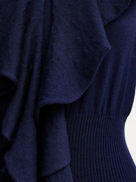 Luisa Spagnoli sukienka wełniana kolor granatowy maxi rozkloszowana 100110