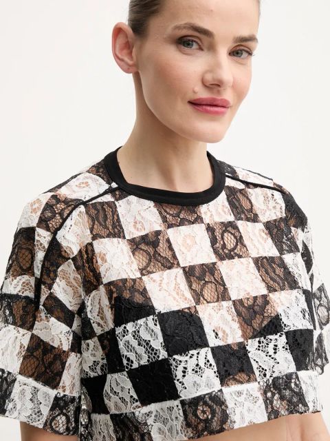 Pinko bluzka damska kolor czarny wzorzysta 105294 A2MF