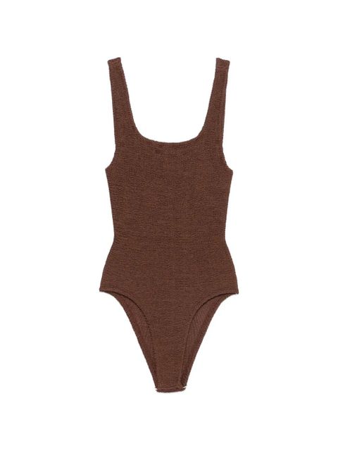 Hunza G crinkle-effect square-neck swimsuit - Brown - zdjęcie produktu nr 1