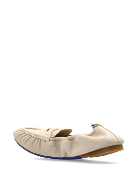 Burberry Fawn ruched leather ballet flats - Neutrals