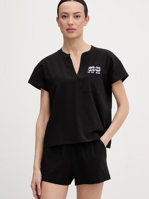 Karl Lagerfeld piżama damska bawełniana z elastanem IKON - zdjęcie produktu nr 2