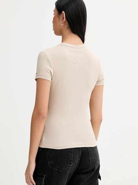 Tommy Jeans t-shirt damski kolor beżowy DW0DW21838