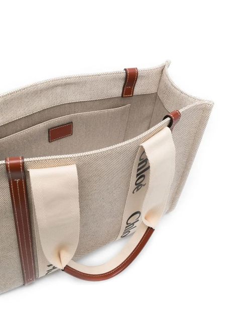 Chloé Woody logo-print tote bag - Neutrals