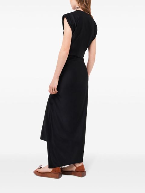 Rabanne gathered-detail draped midi dress - Black