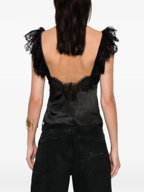 Self-Portrait lace button top - Black