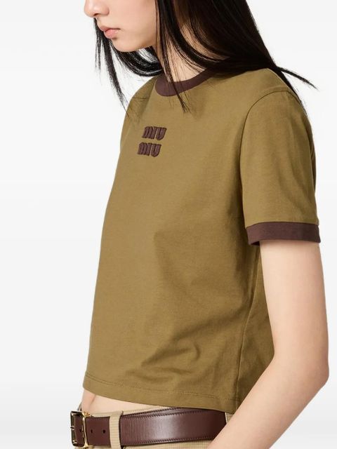 Miu Miu embroidered logo T-shirt - Green