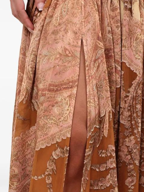 ZIMMERMANN Memento Burnout paisley slit maxi skirt - Brown - zdjęcie produktu nr 2