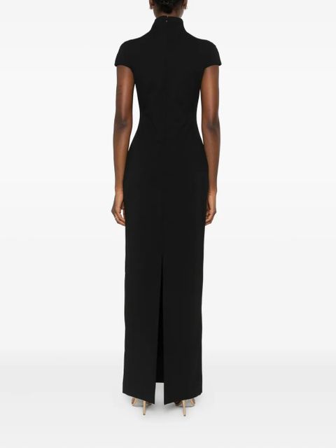 Solace London Lang high-neck short-sleeve maxi dress - Black