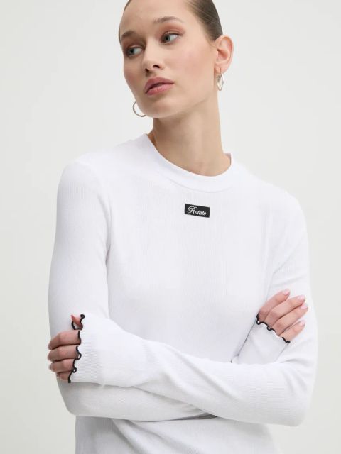 Rotate longsleeve bawełniany kolor biały 113656400