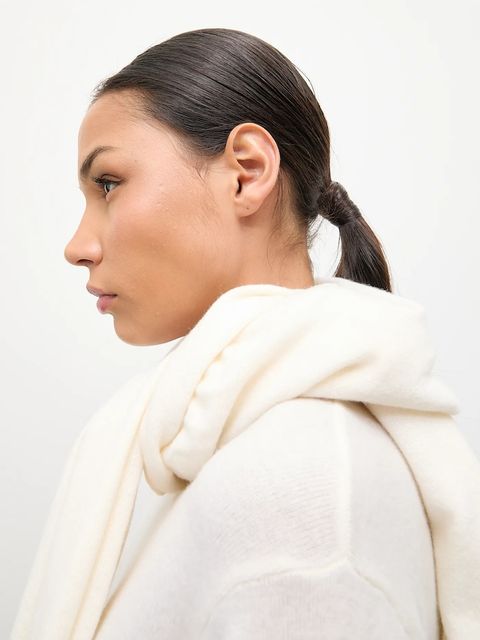 Answear.LAB sweter z wełny merino z szalem damski kolor beżowy lekki