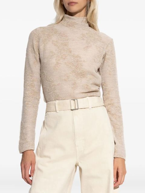GANNI high-neck button sweater - Neutrals