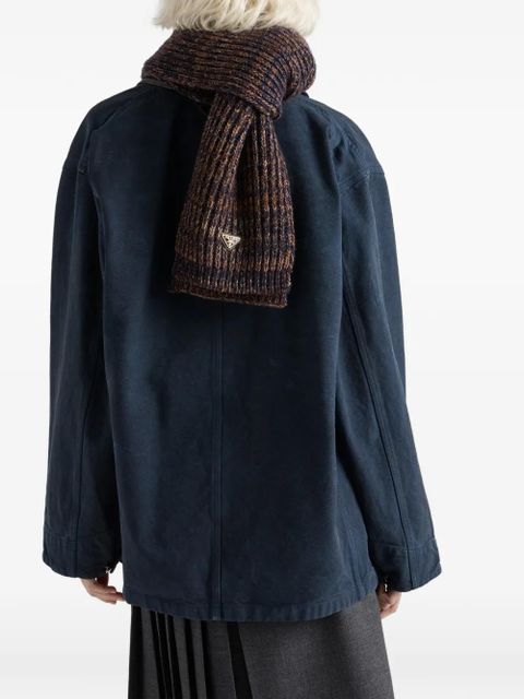 Prada Fisherman's triangle logo rib scarf - Brown - zdjęcie produktu nr 2