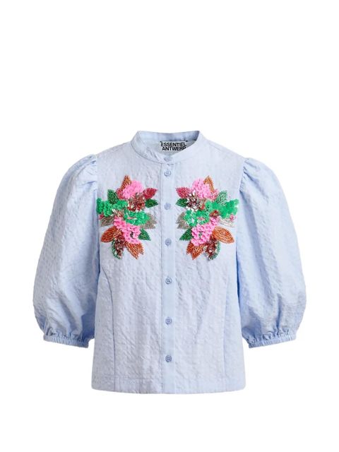 Essentiel Antwerp Jaiden floral-detail shirt - Blue - zdjęcie produktu nr 1