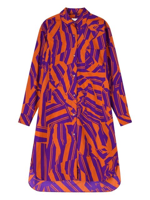 DRIES VAN NOTEN striped cotton shirt dress - Purple - zdjęcie produktu nr 1