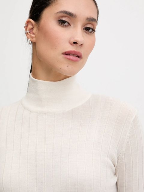 Colmar sweter wełniany damski kolor beżowy lekki z półgolfem 7907.2ZP