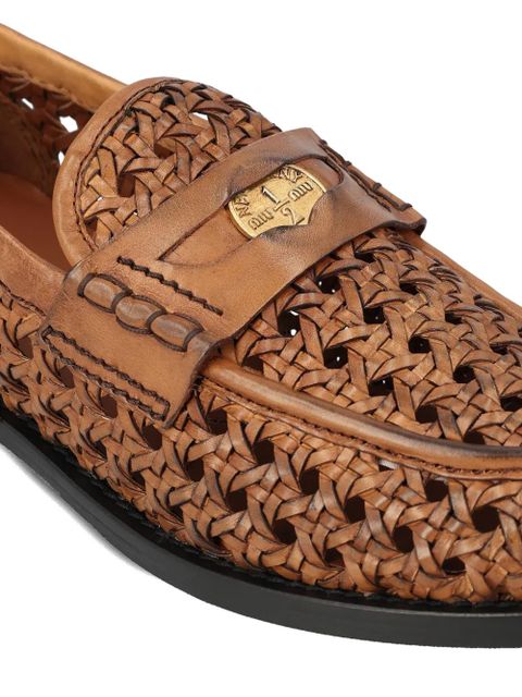 Miu Miu woven leather loafers - Brown
